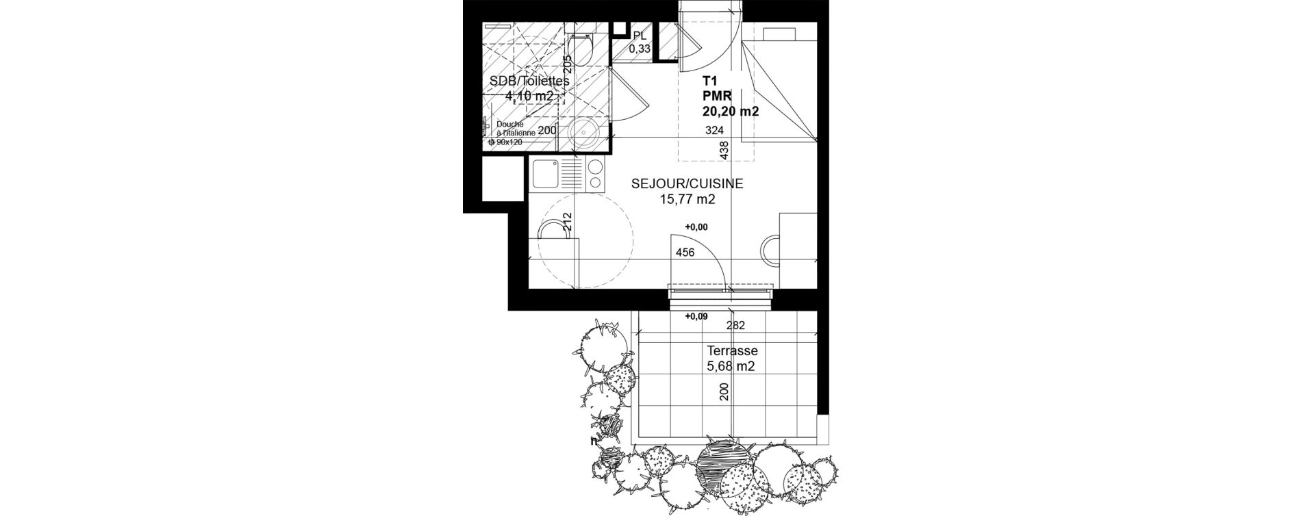Appartement T1 de 20,20 m2 &agrave; Feyzin Les razes
