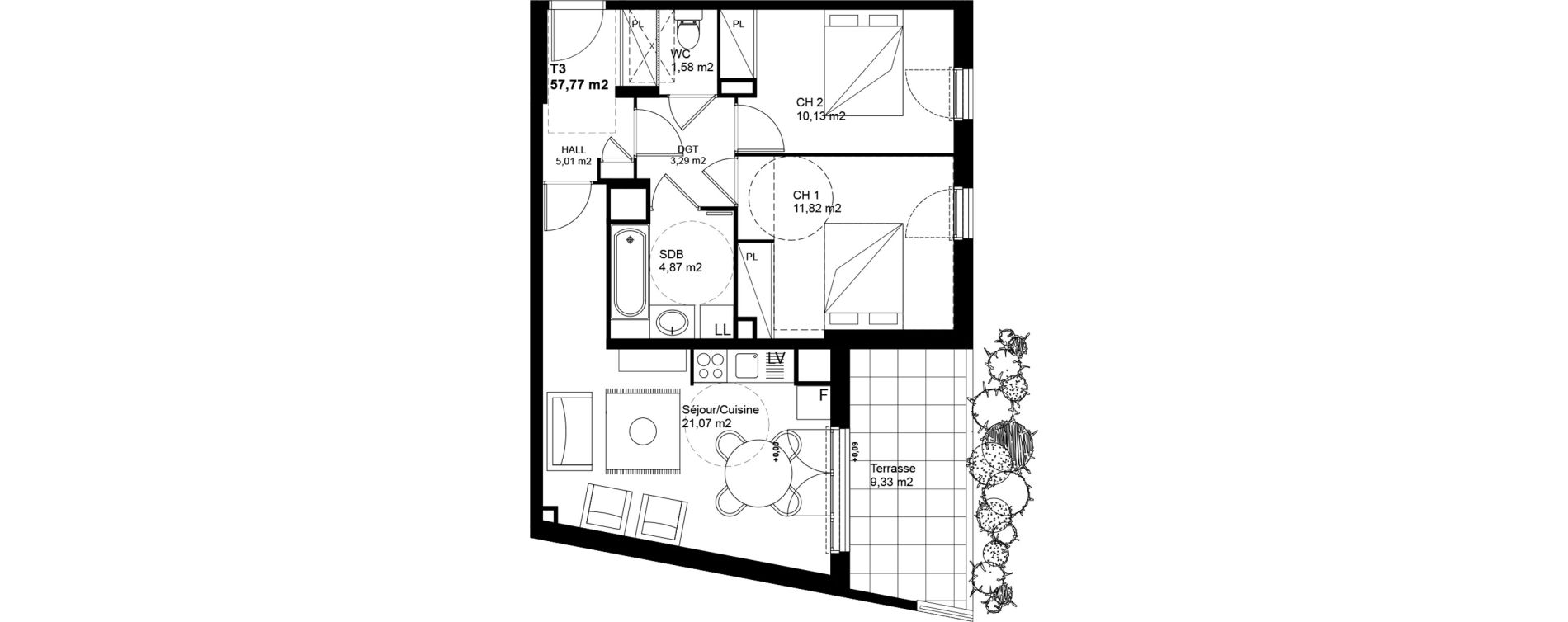 Appartement T3 de 57,77 m2 &agrave; Feyzin Les razes