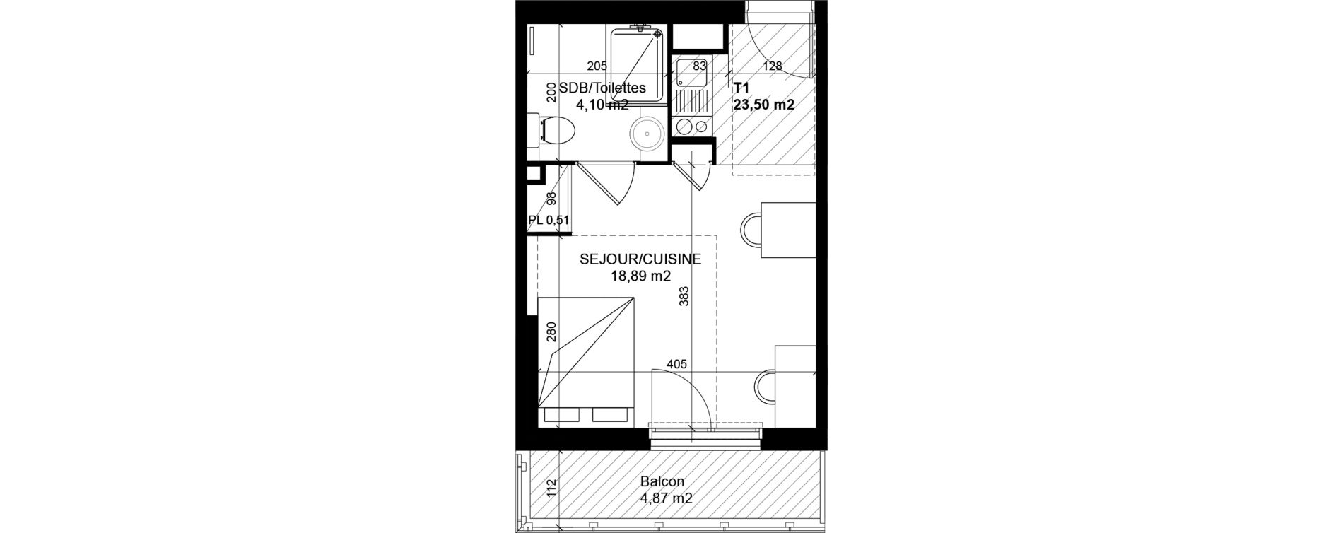 Appartement T1 de 23,50 m2 &agrave; Feyzin Les razes