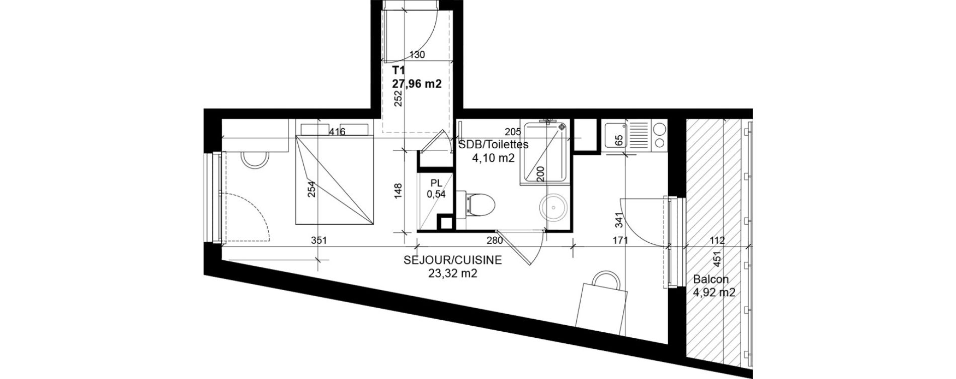 Appartement T1 de 27,96 m2 &agrave; Feyzin Les razes