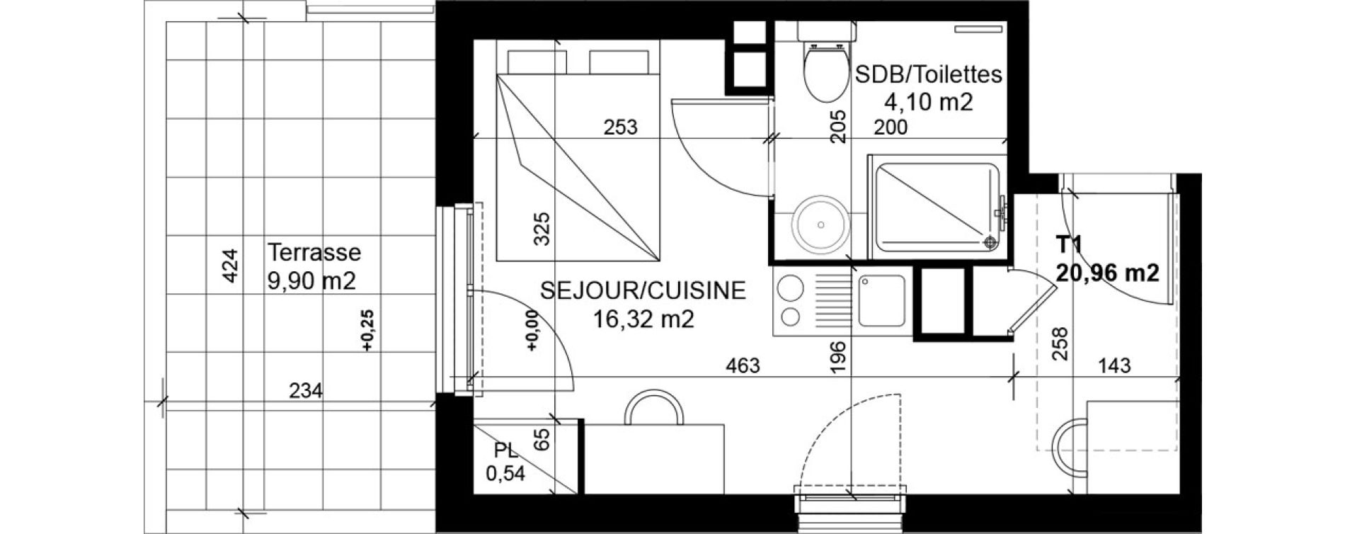 Appartement T1 de 20,96 m2 &agrave; Feyzin Les razes