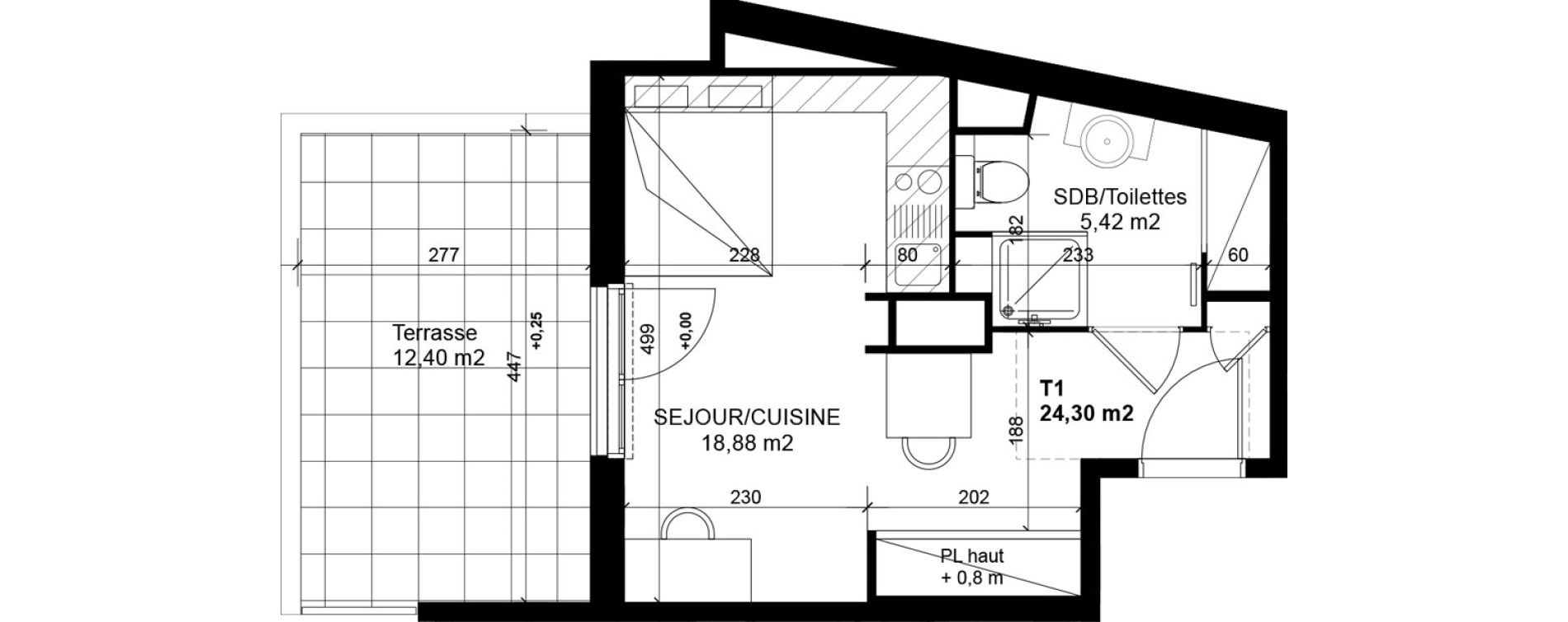 Appartement T1 de 24,30 m2 &agrave; Feyzin Les razes