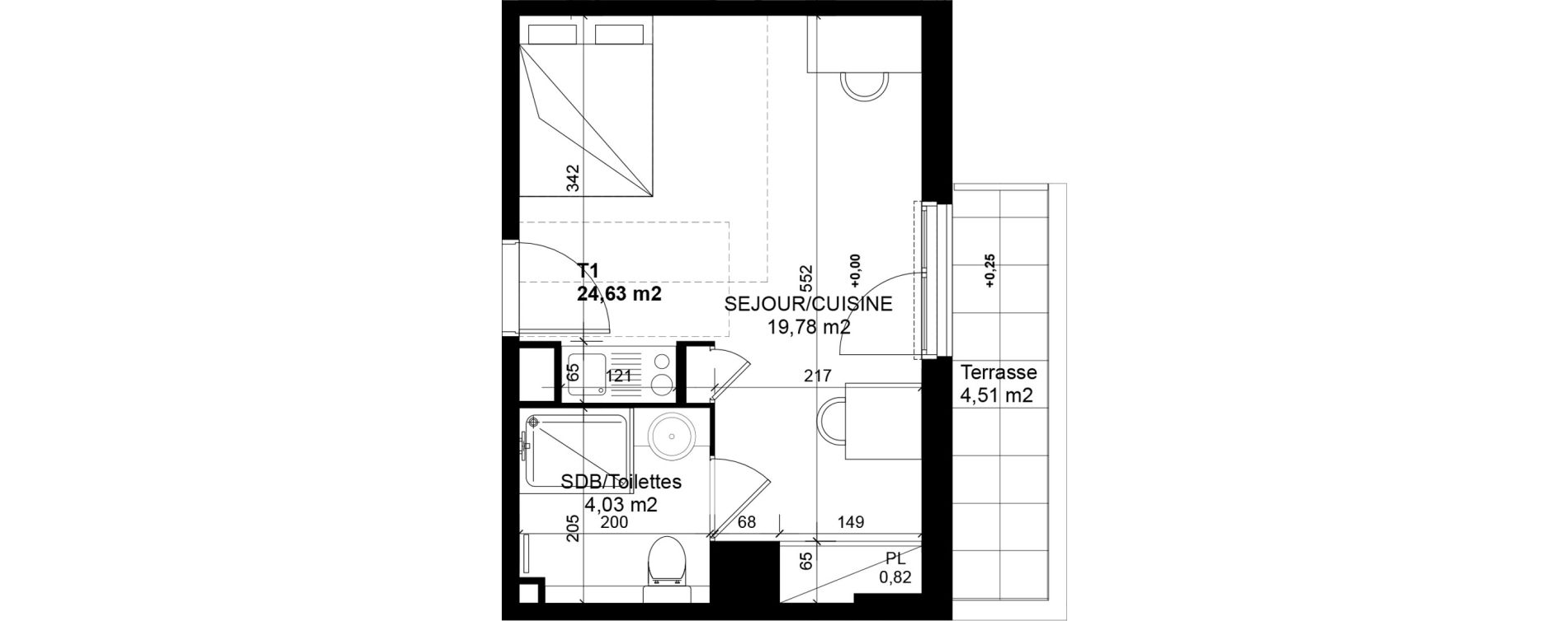 Appartement T1 de 24,63 m2 &agrave; Feyzin Les razes