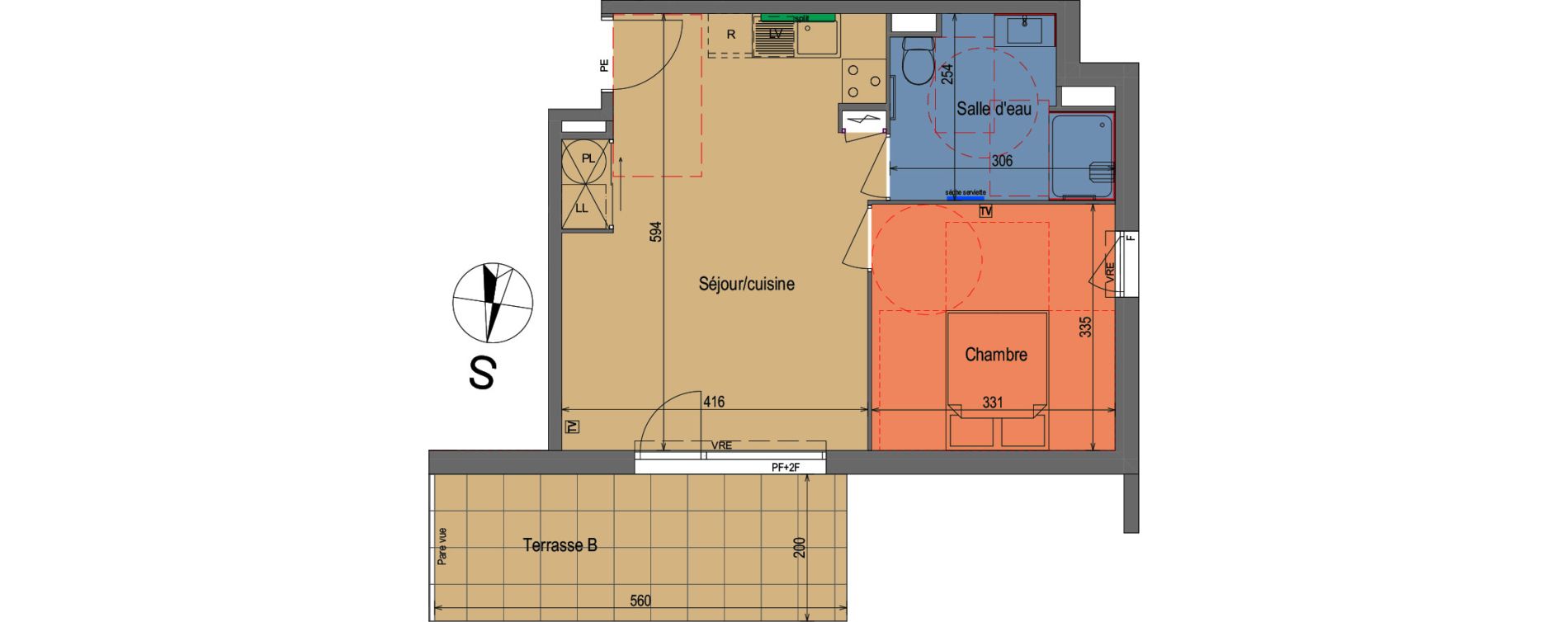 Appartement T2 de 41,42 m2 &agrave; Feyzin Centre
