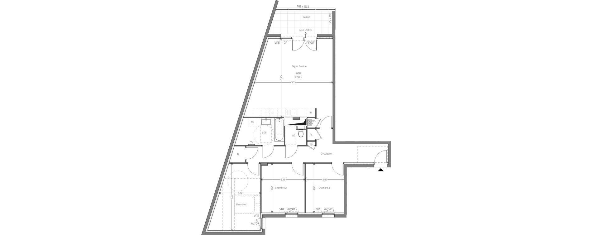 Appartement T4 de 95,58 m2 &agrave; Fleurieux-Sur-L'Arbresle Centre