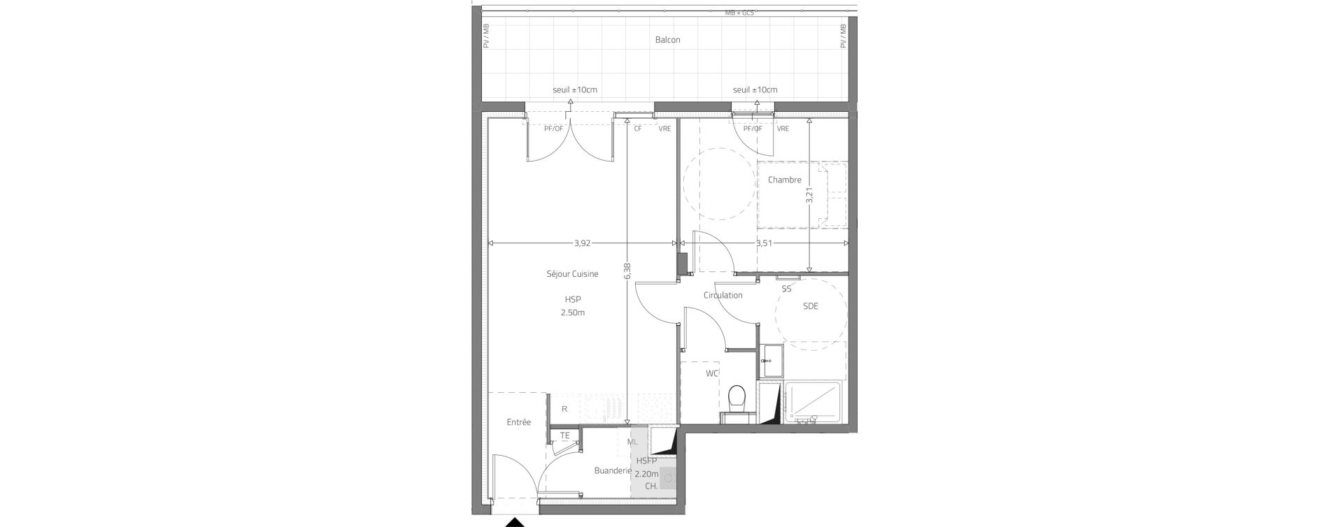 Appartement T2 de 51,22 m2 &agrave; Fleurieux-Sur-L'Arbresle Centre