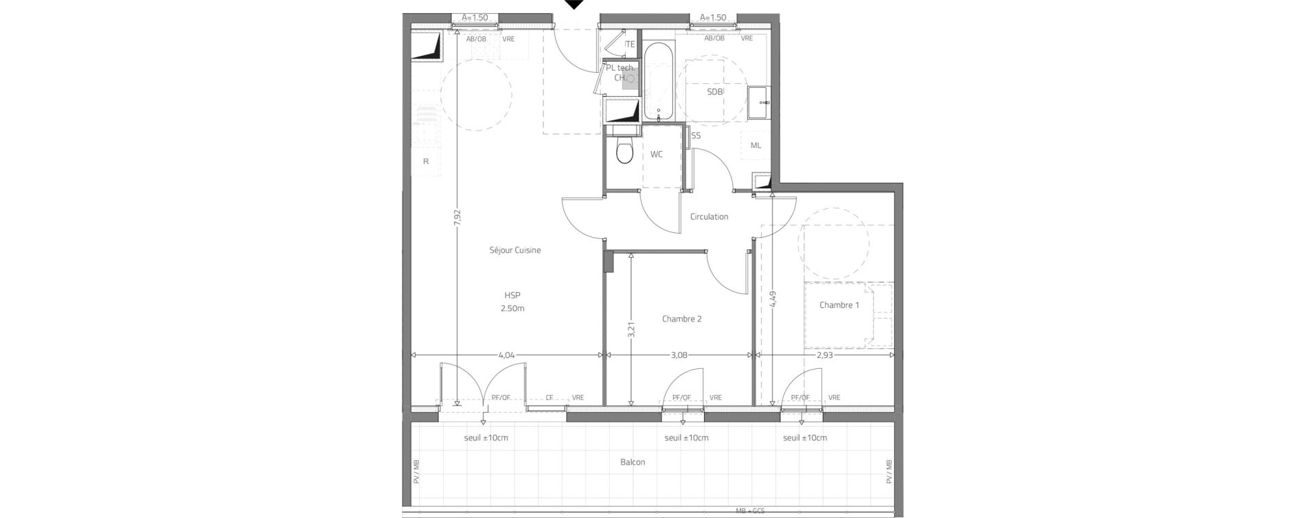 Appartement T3 de 68,62 m2 &agrave; Fleurieux-Sur-L'Arbresle Centre