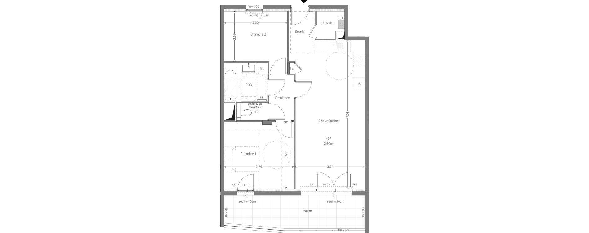 Appartement T3 de 67,15 m2 &agrave; Fleurieux-Sur-L'Arbresle Centre