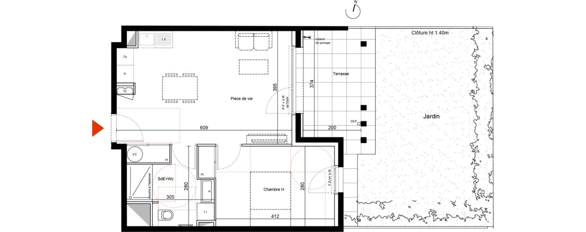 Appartement T2 de 42,31 m2 &agrave; Francheville Le bas nord