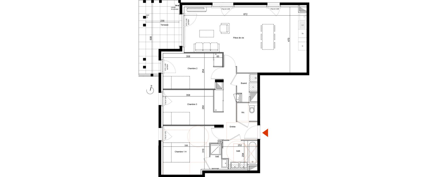 Appartement T4 de 86,62 m2 &agrave; Francheville Le bas nord