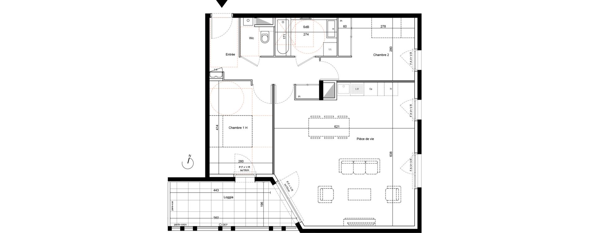 Appartement T3 de 73,12 m2 &agrave; Francheville Le bas nord