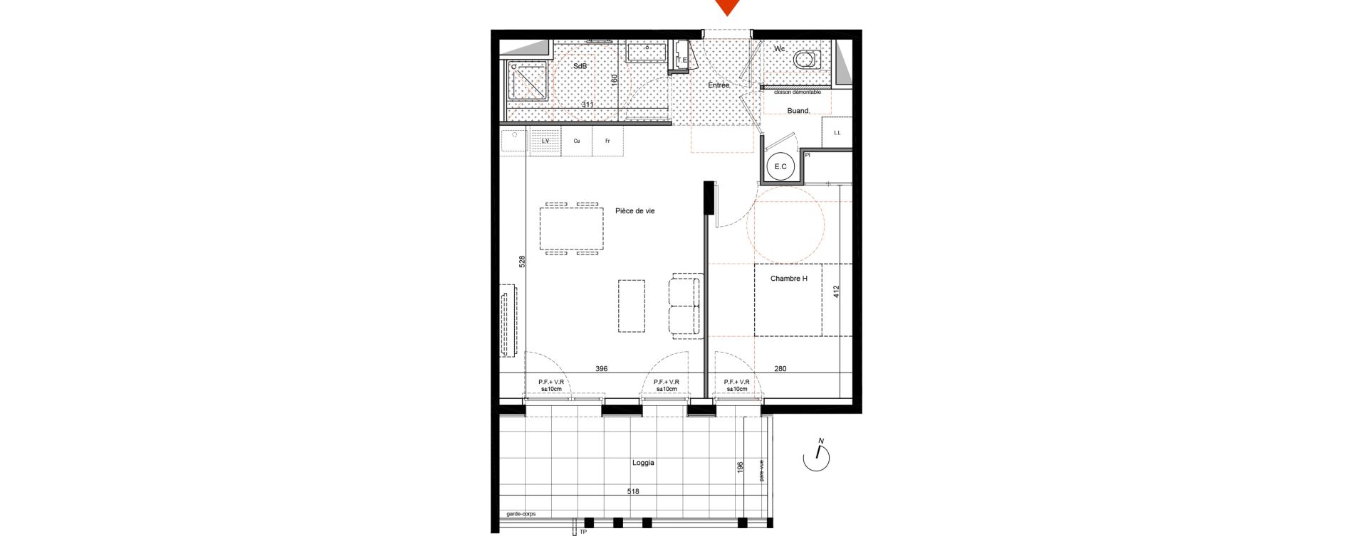 Appartement T2 de 44,90 m2 &agrave; Francheville Le bas nord