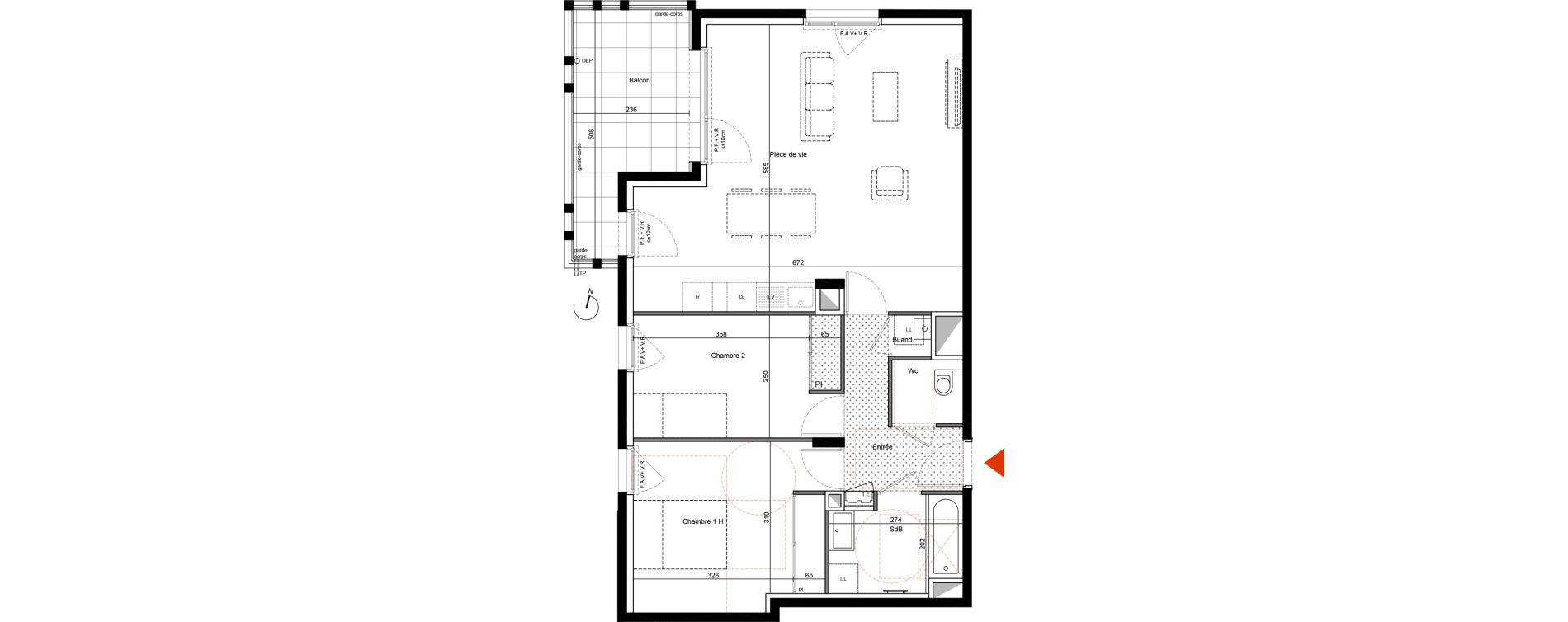 Appartement T3 de 70,56 m2 &agrave; Francheville Le bas nord