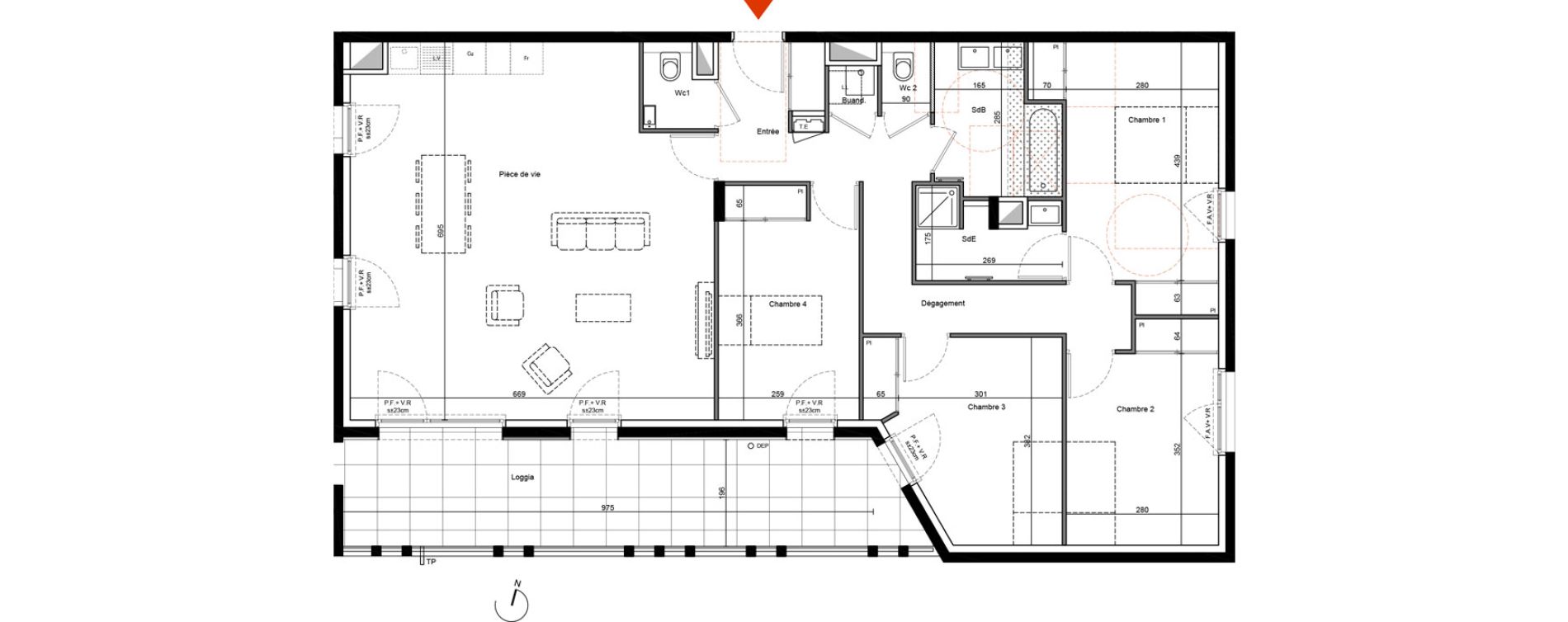 Appartement T5 de 117,90 m2 &agrave; Francheville Le bas nord