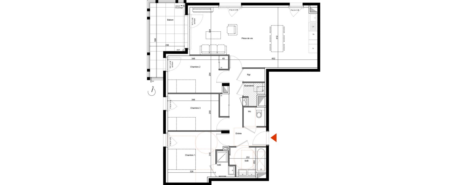 Appartement T4 de 83,82 m2 &agrave; Francheville Le bas nord