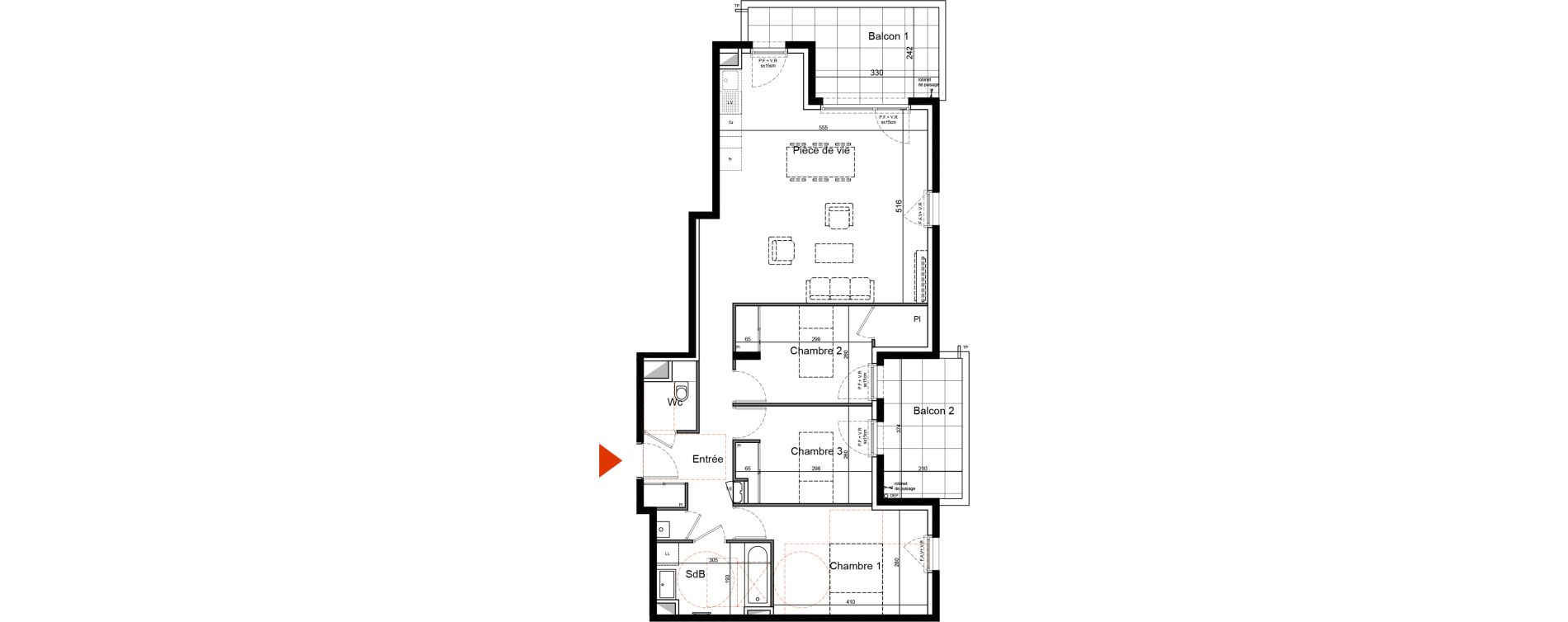 Appartement T4 de 82,56 m2 &agrave; Francheville Le bas nord