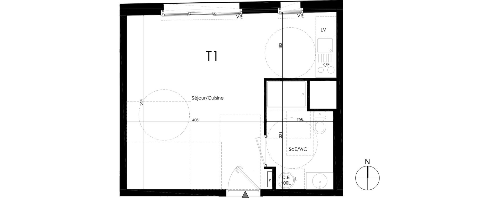 Appartement T1 de 30,55 m2 &agrave; Francheville Le chater