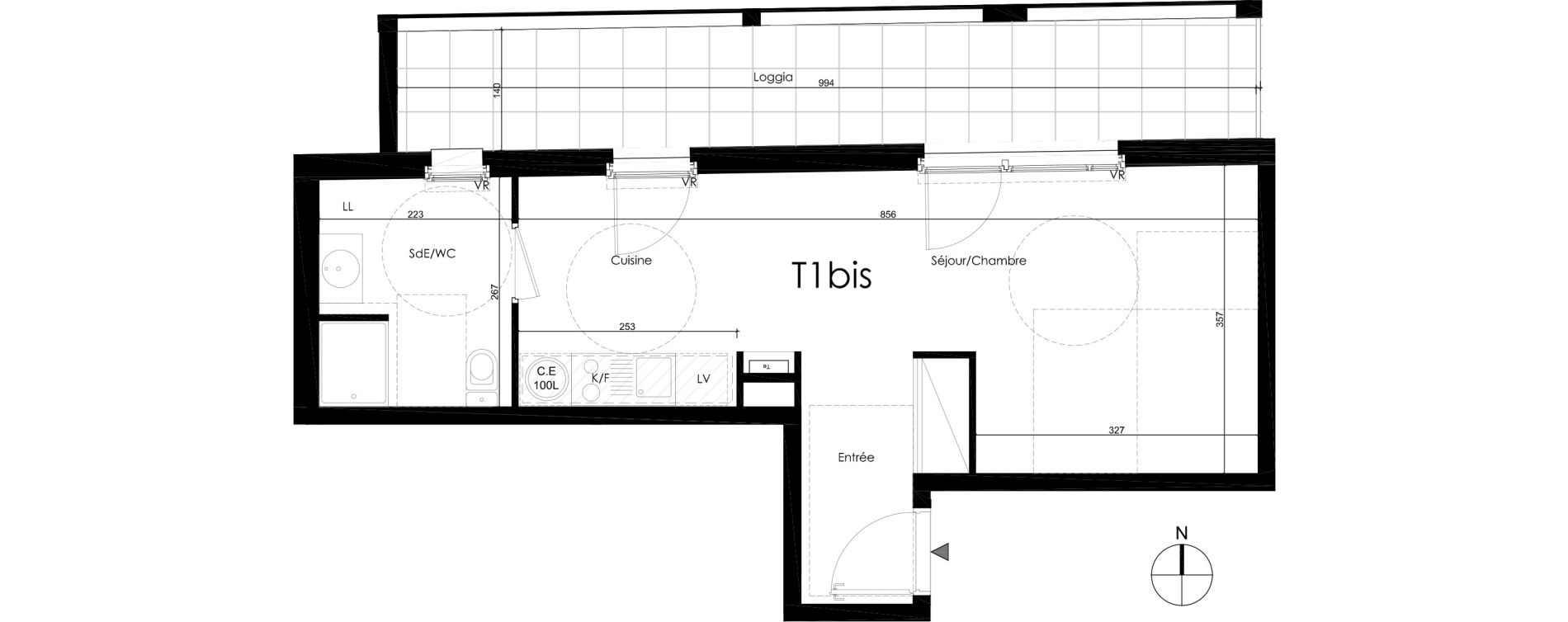 Appartement T1 de 34,65 m2 &agrave; Francheville Le chater