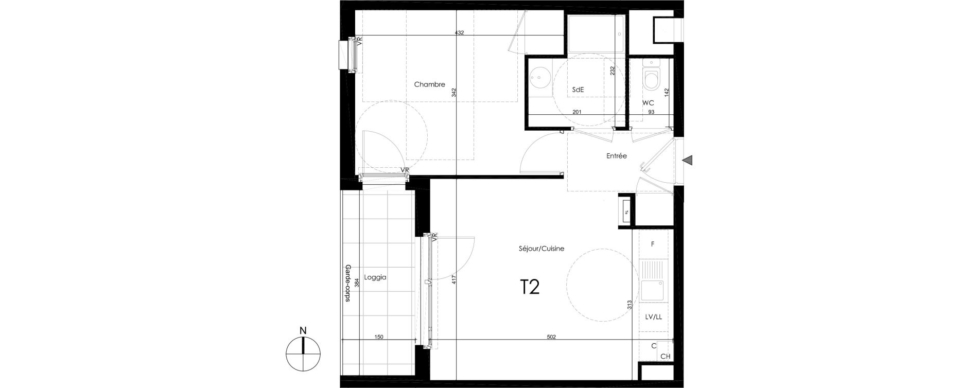 Appartement T2 de 41,40 m2 &agrave; Francheville Le chater
