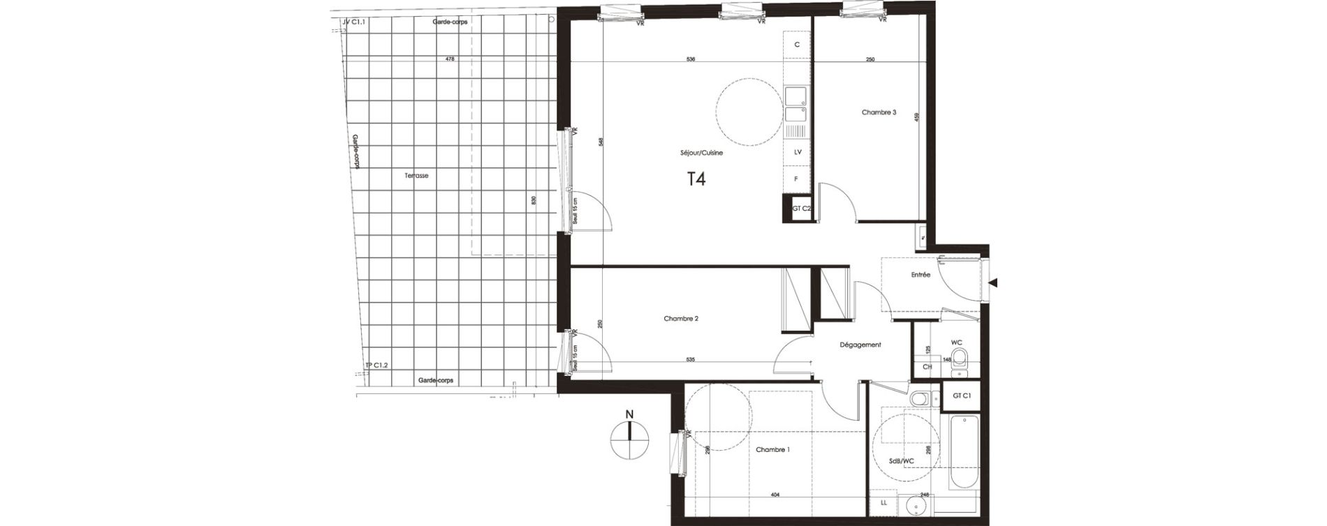 Appartement T4 de 83,95 m2 &agrave; Francheville Le chater