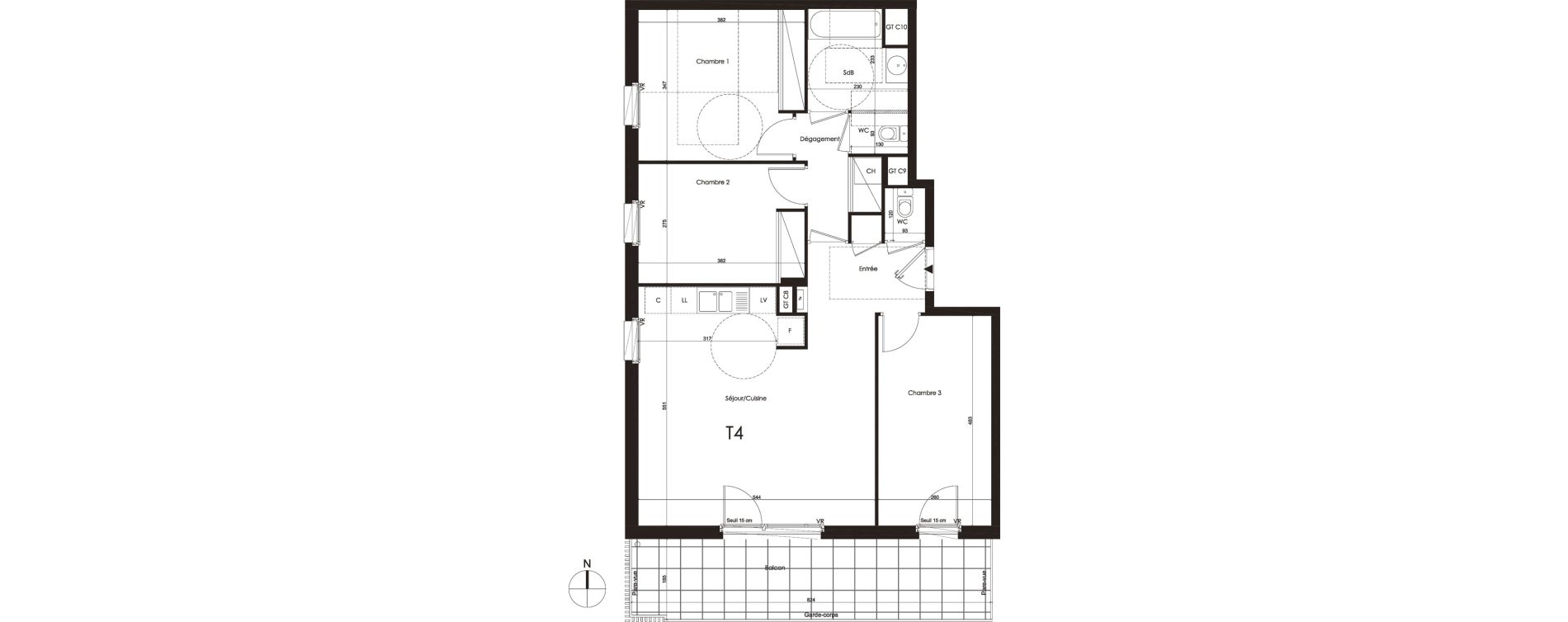 Appartement T4 de 80,10 m2 &agrave; Francheville Le chater