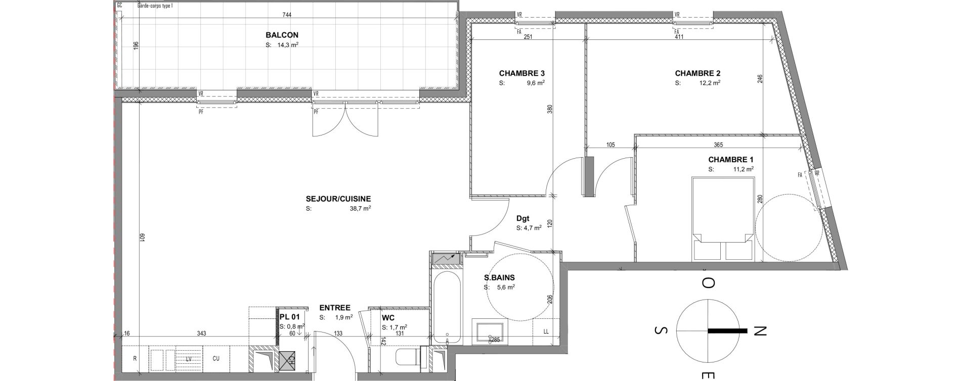 Appartement T4 de 86,40 m2 &agrave; Francheville Le bas nord