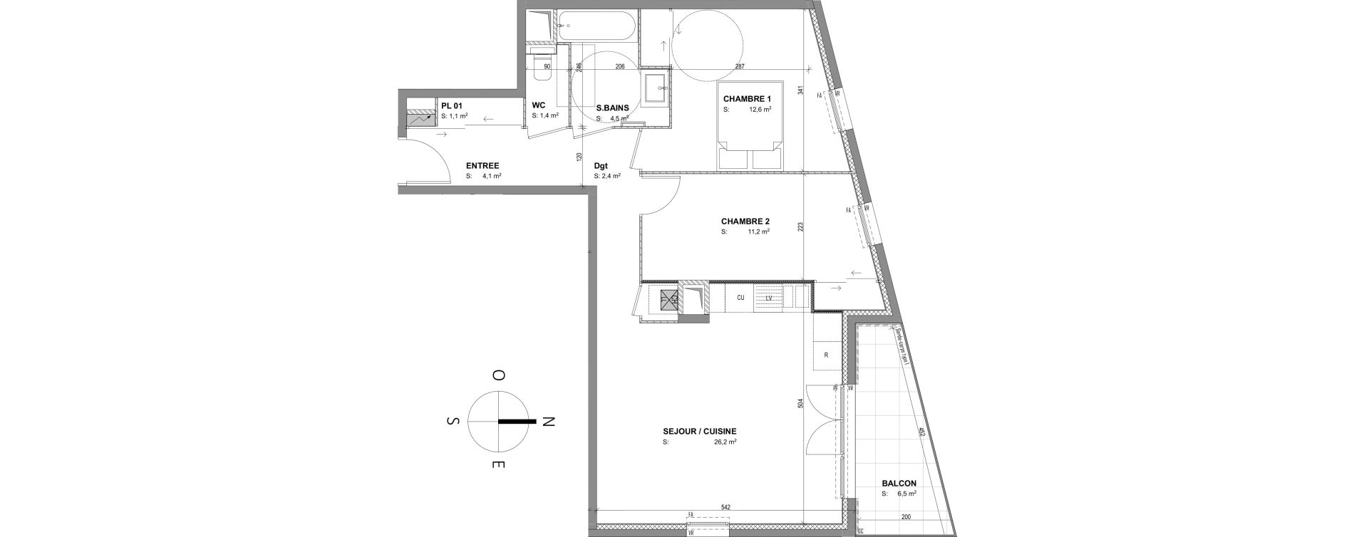 Appartement T3 de 63,50 m2 &agrave; Francheville Le bas nord