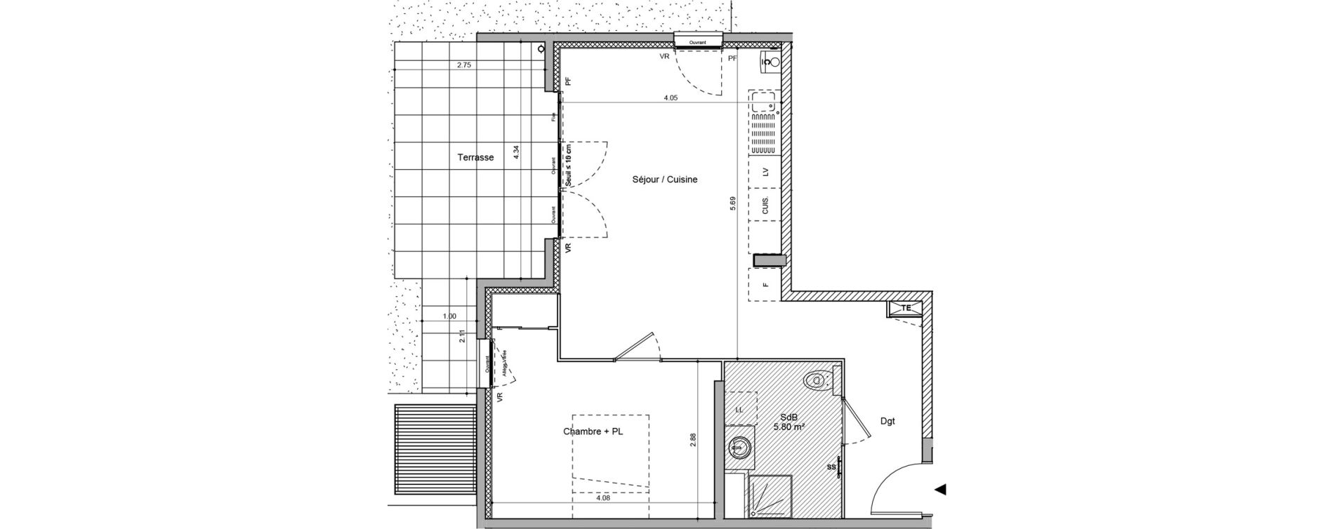 Appartement T2 de 48,72 m2 &agrave; Francheville Bourg