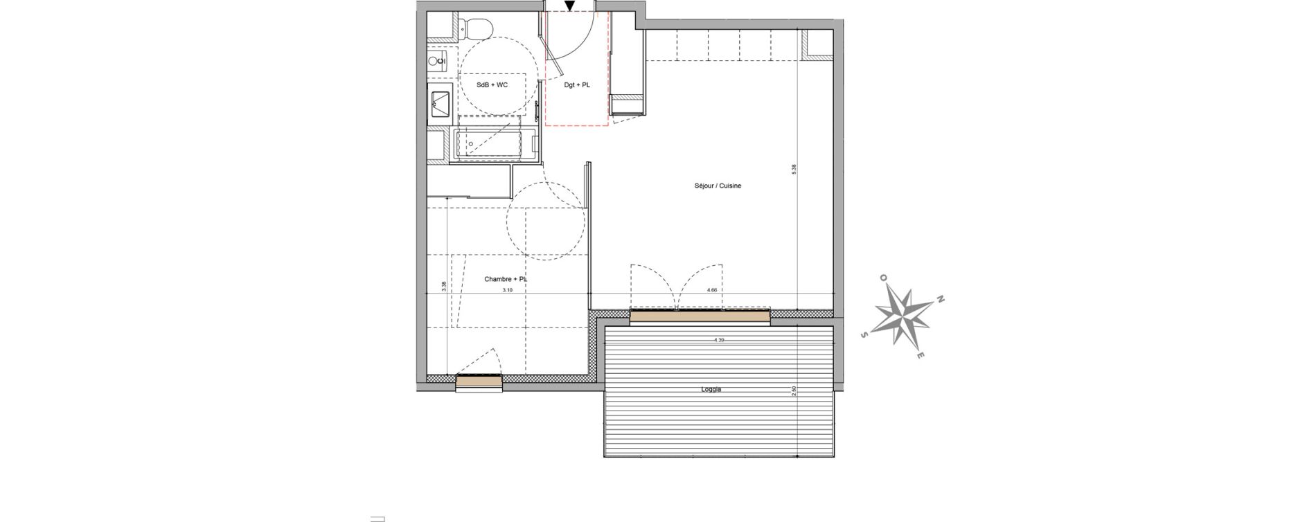Appartement T2 de 45,44 m2 &agrave; Francheville Bourg