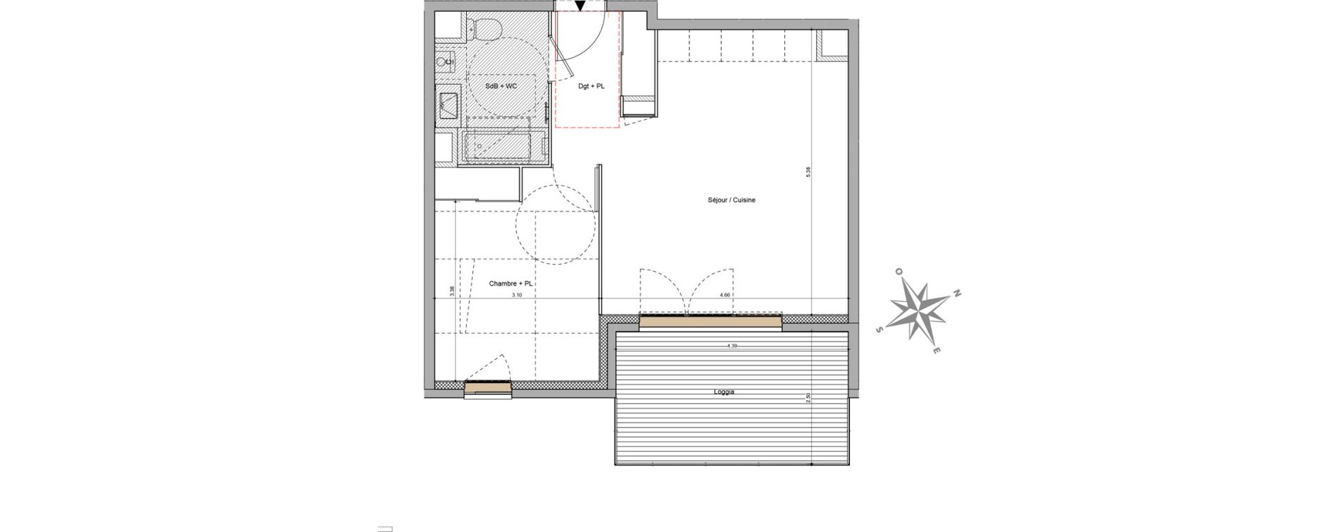 Appartement T2 de 45,44 m2 &agrave; Francheville Bourg