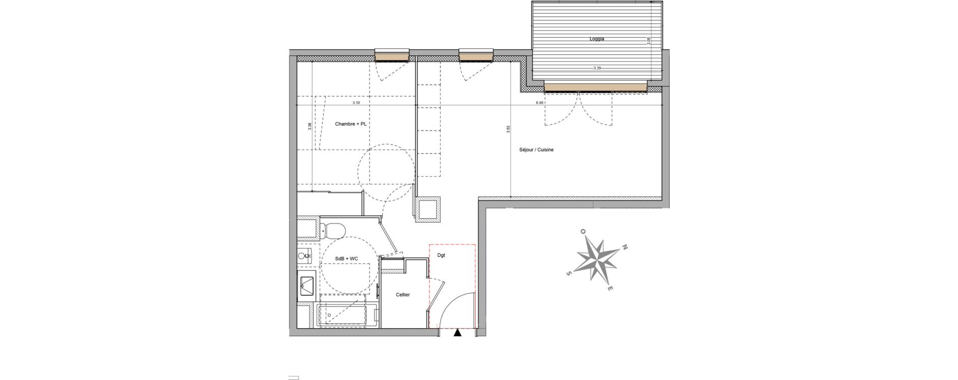 Appartement T2 de 45,11 m2 &agrave; Francheville Bourg