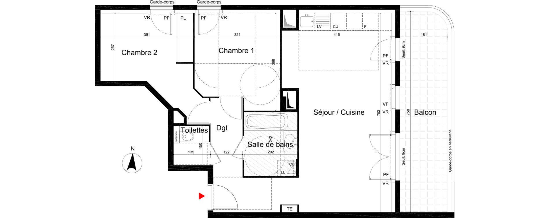 Appartement T3 de 64,25 m2 &agrave; Francheville Bel-air ala&iuml;