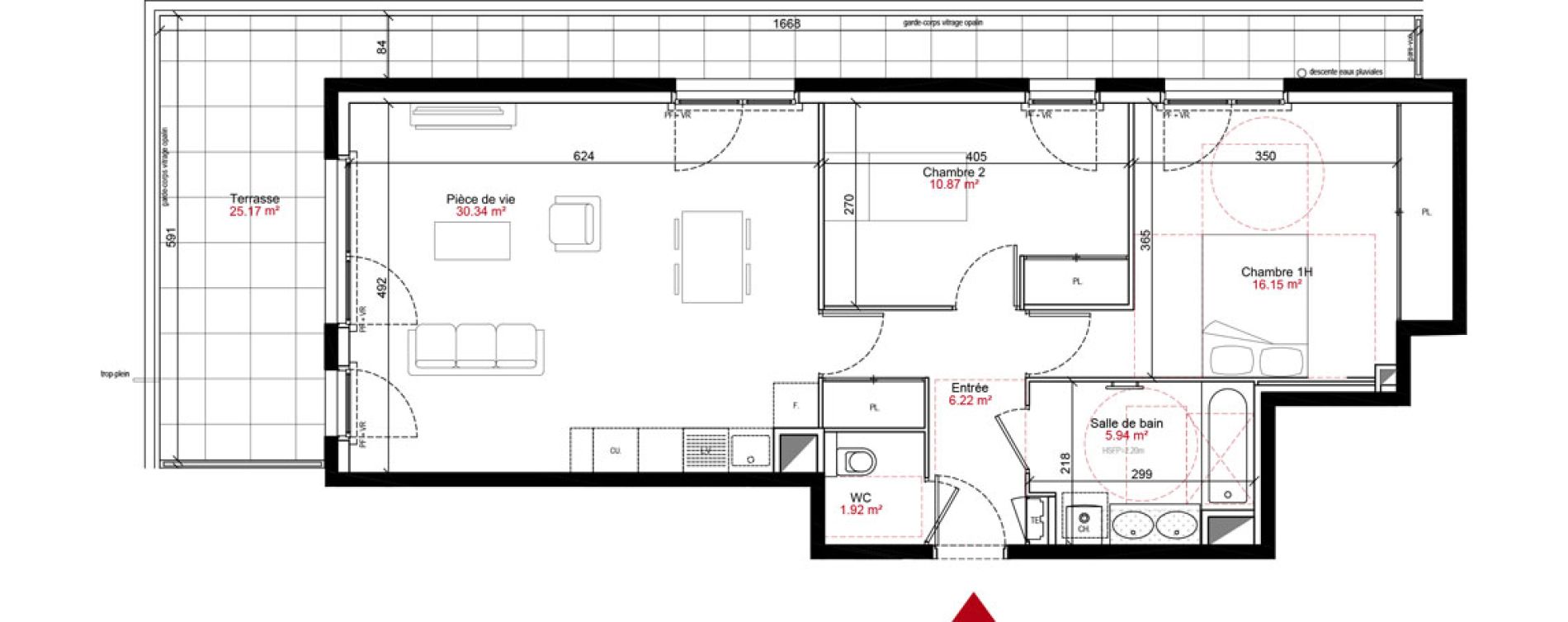 Appartement T3 de 71,44 m2 &agrave; Francheville Le bas nord