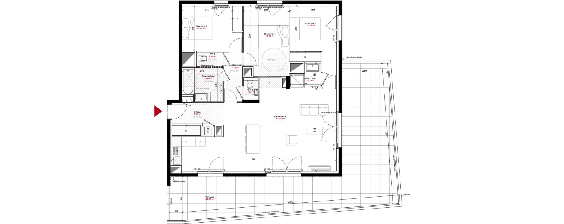 Appartement T4 de 96,49 m2 &agrave; Francheville Le bas nord