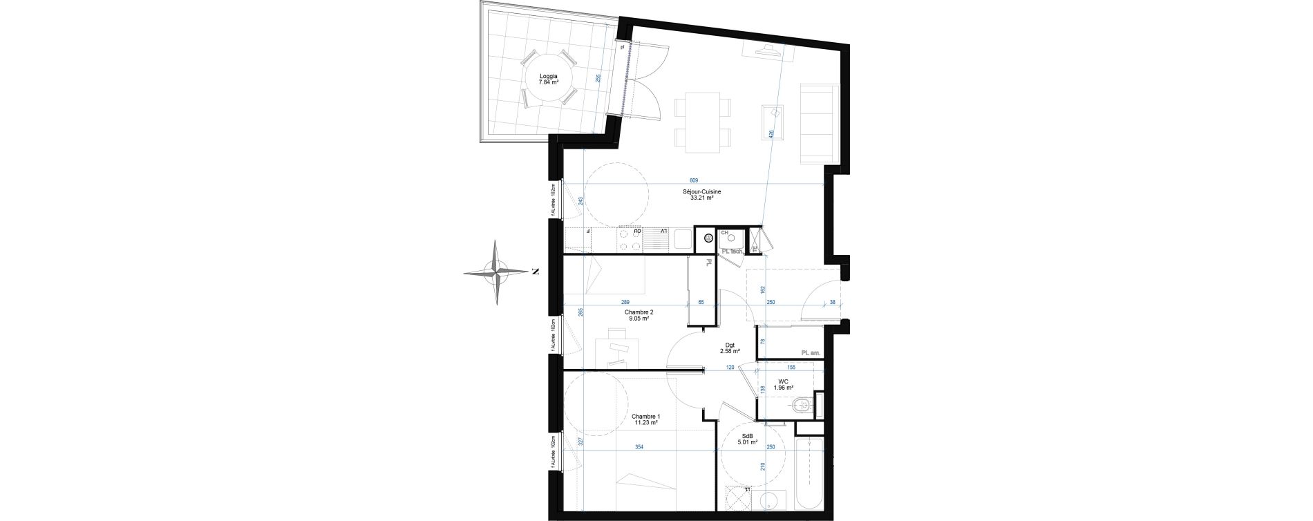 Appartement T3 de 63,04 m2 à Francheville Centre