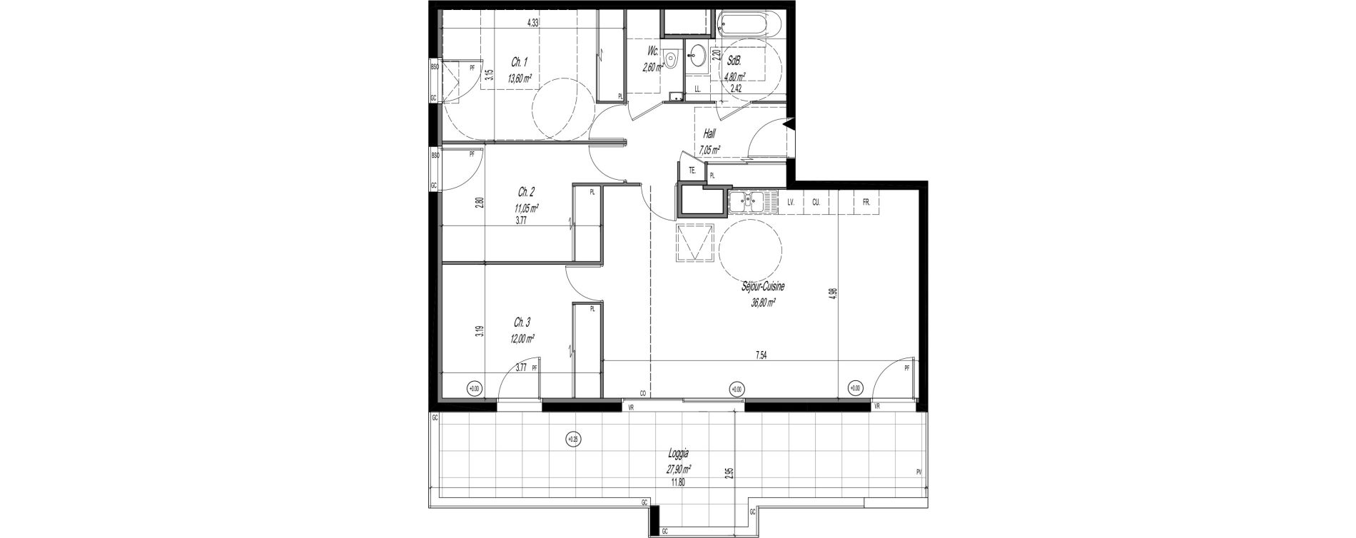 Appartement T4 de 87,90 m2 &agrave; Genas Grandes terres - revoison