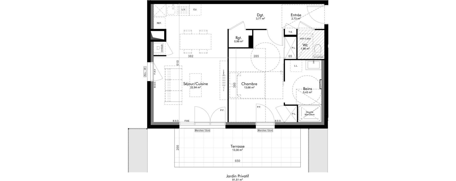 Appartement T2 de 51,44 m2 &agrave; Genay Centre