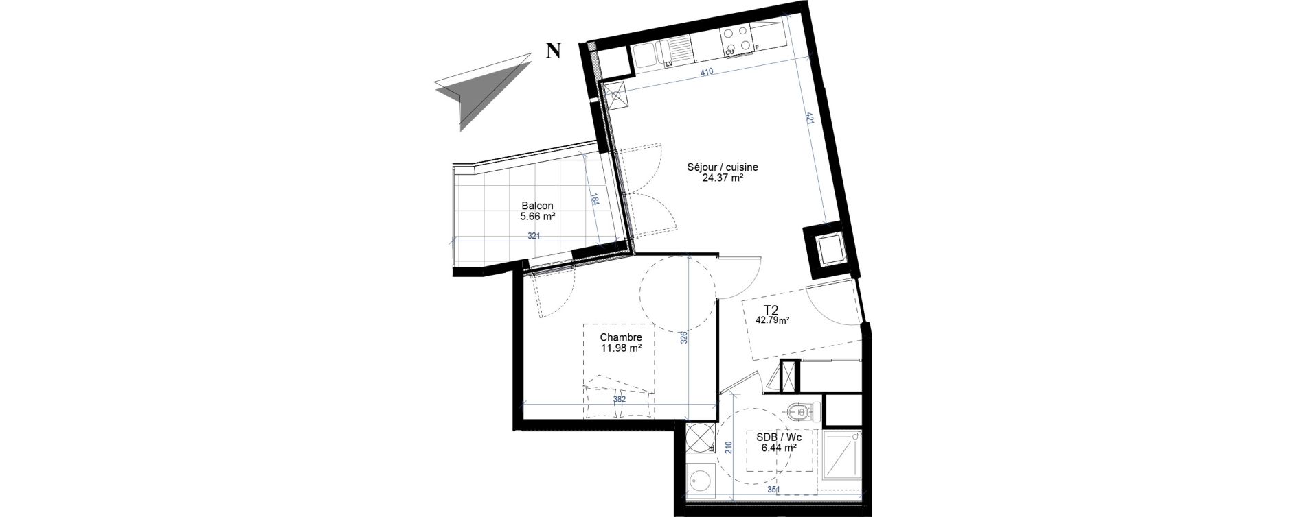 Appartement T2 de 42,79 m2 &agrave; Givors Centre