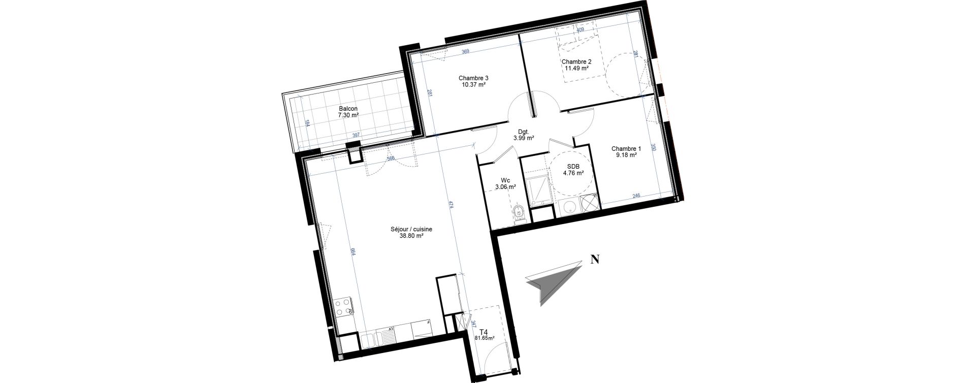 Appartement T4 de 81,65 m2 &agrave; Givors Centre