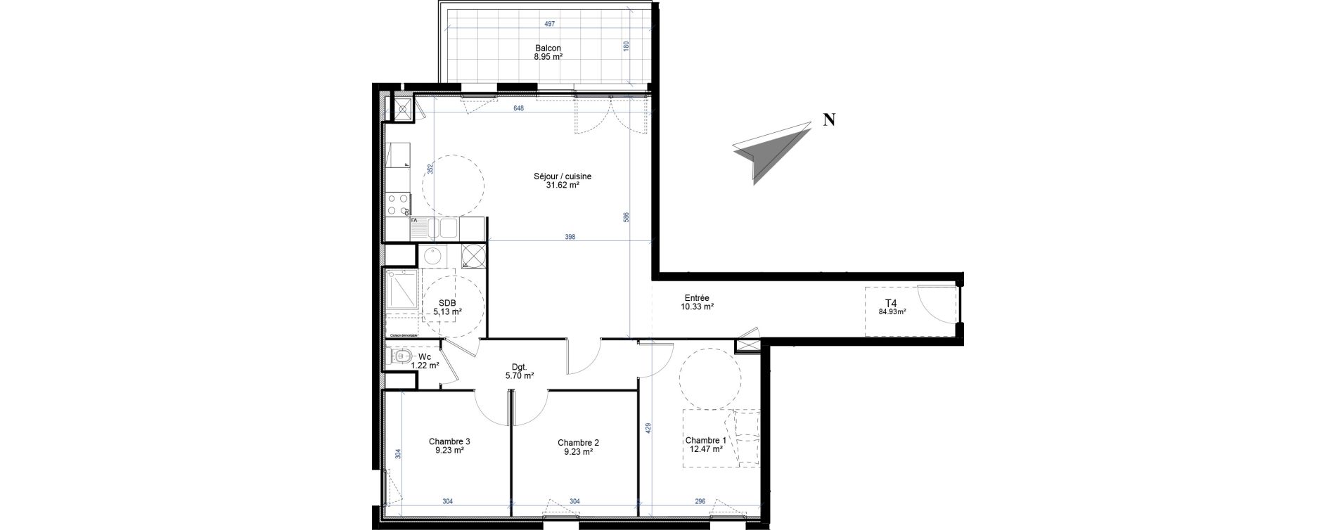 Appartement T4 de 84,93 m2 &agrave; Givors Centre