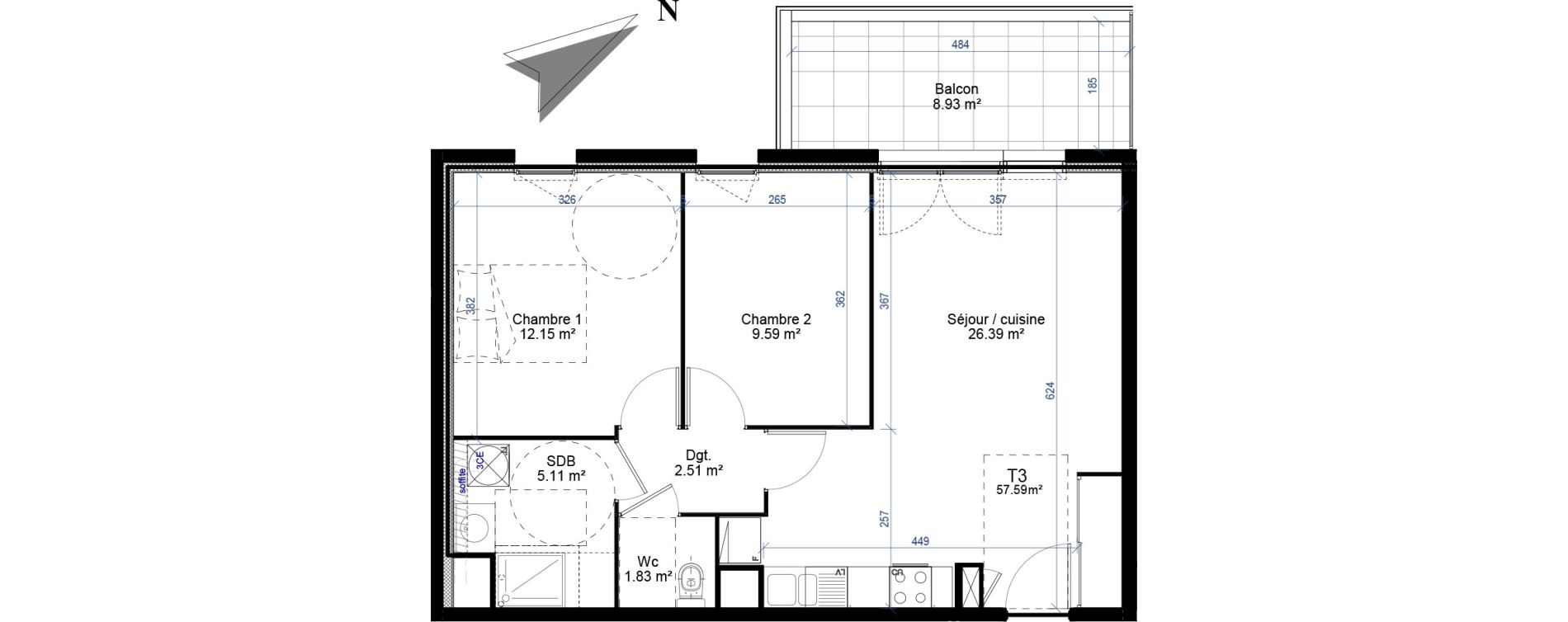 Appartement T3 de 57,58 m2 &agrave; Givors Centre
