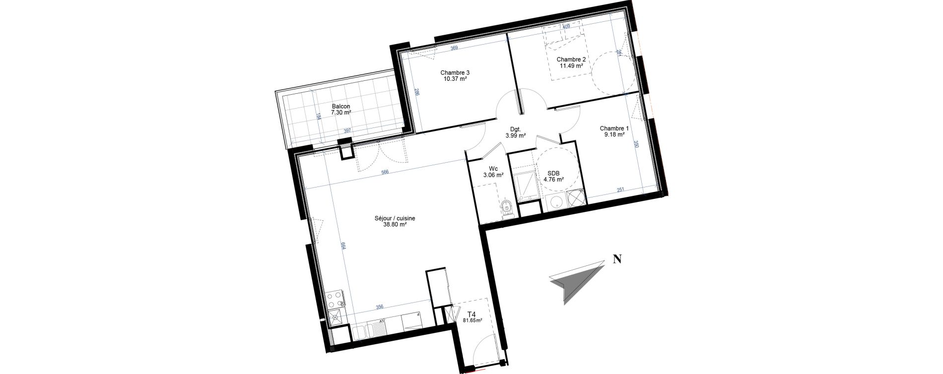 Appartement T4 de 81,65 m2 à Givors Centre