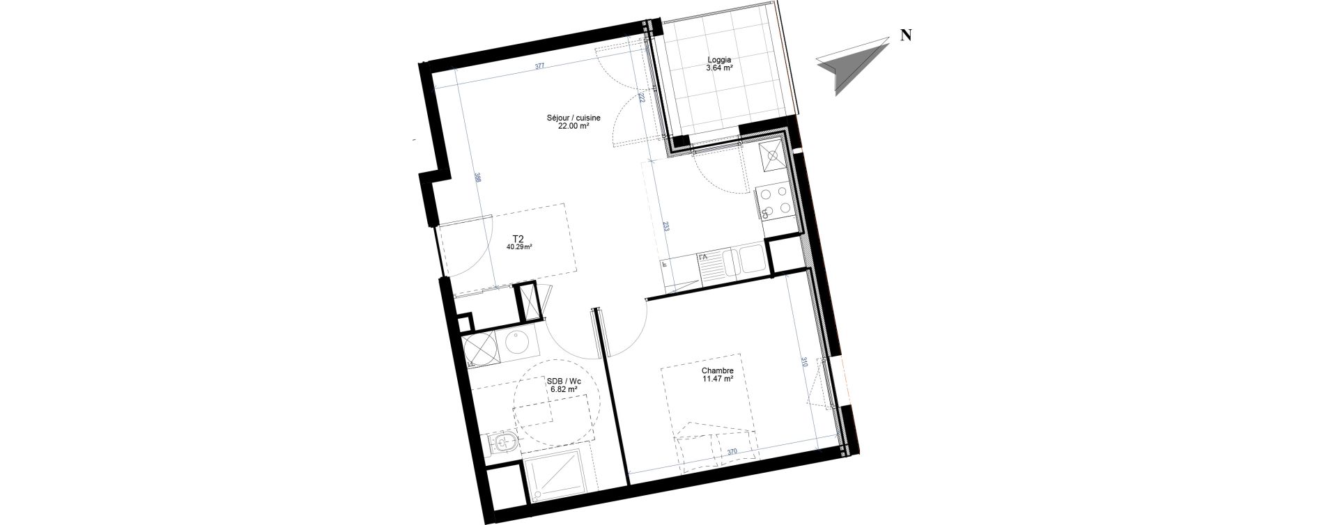 Appartement T2 de 40,29 m2 &agrave; Givors Centre