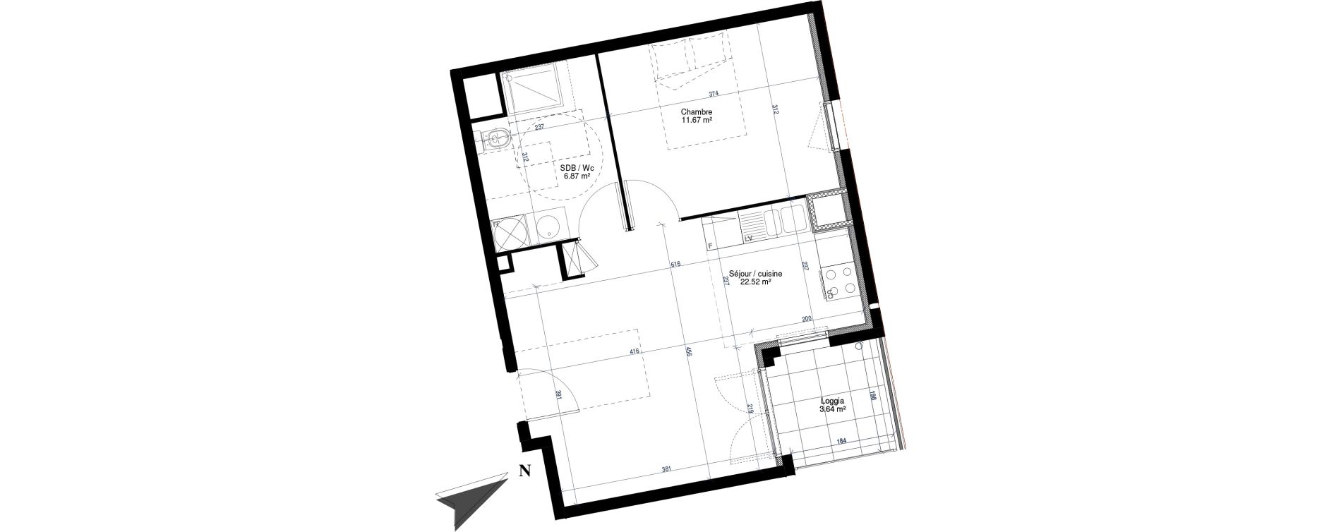 Appartement T2 de 41,06 m2 &agrave; Givors Centre