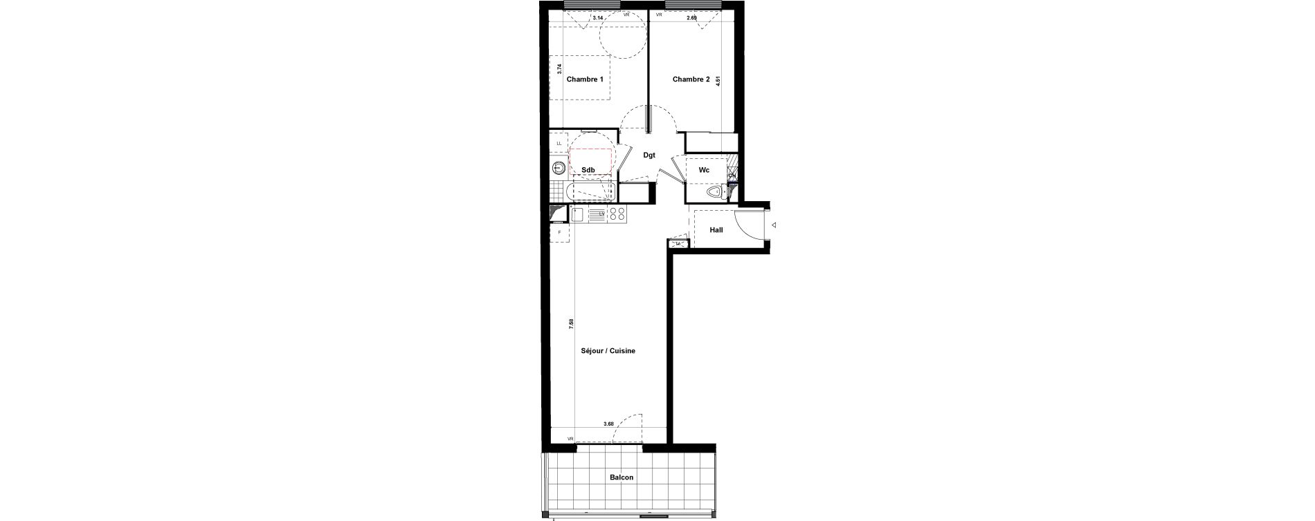 Appartement T3 de 66,62 m2 &agrave; Givors Centre
