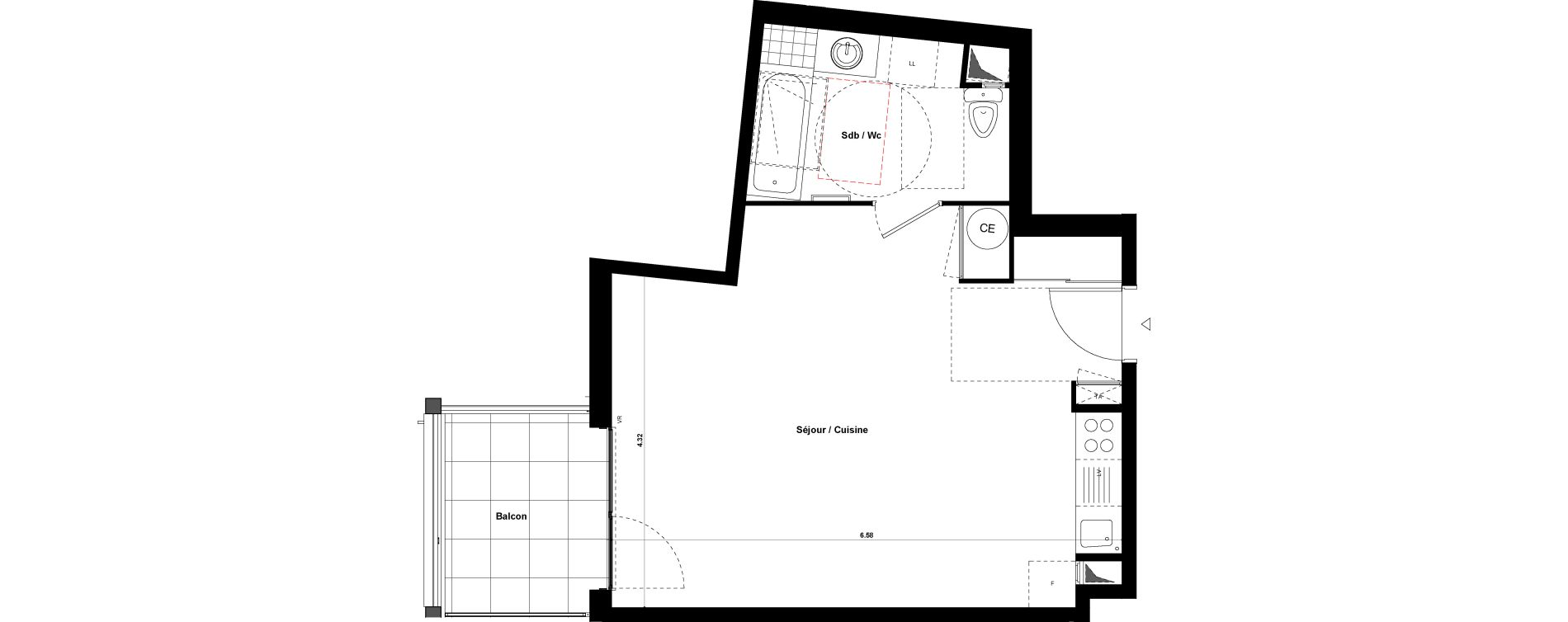 Appartement T1 de 37,95 m2 &agrave; Givors Centre
