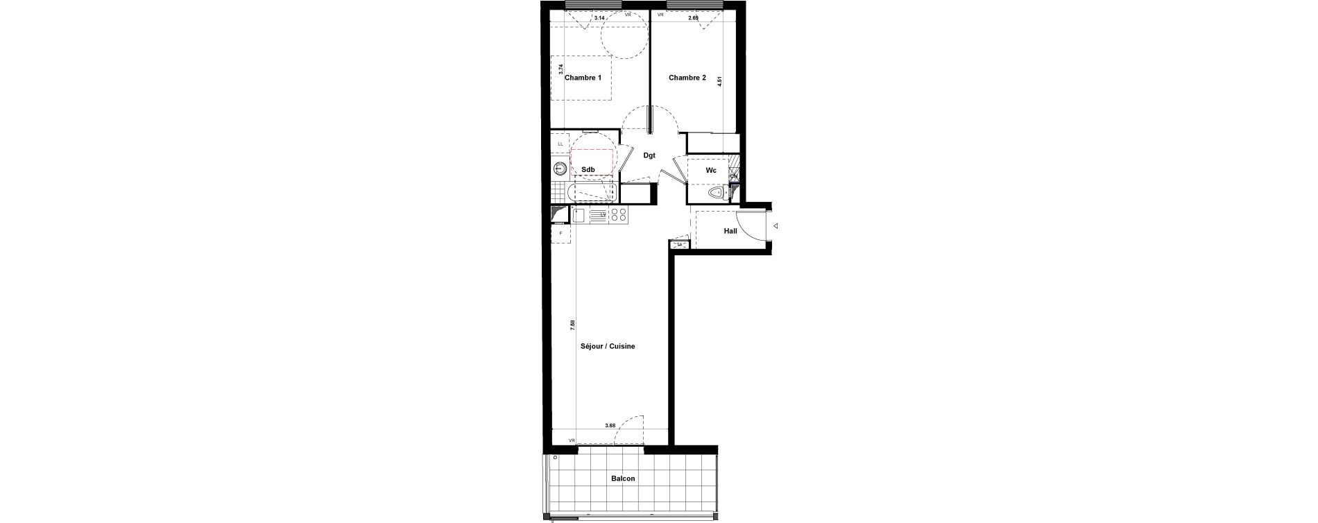 Appartement T3 de 66,63 m2 &agrave; Givors Centre