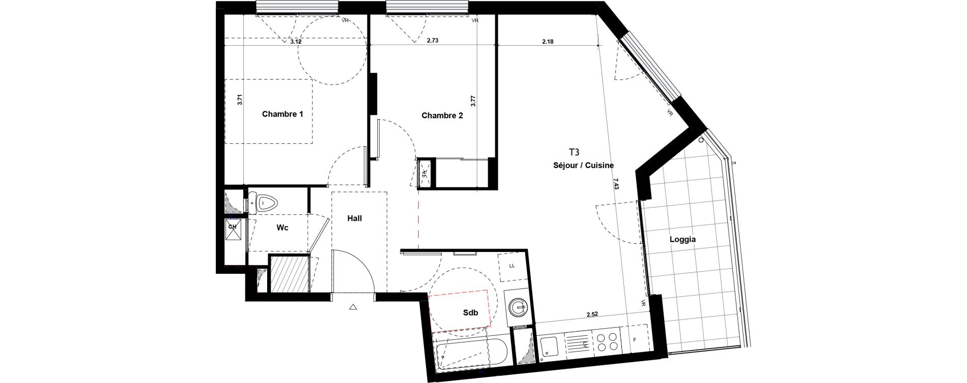 Appartement T3 de 60,00 m2 &agrave; Givors Centre