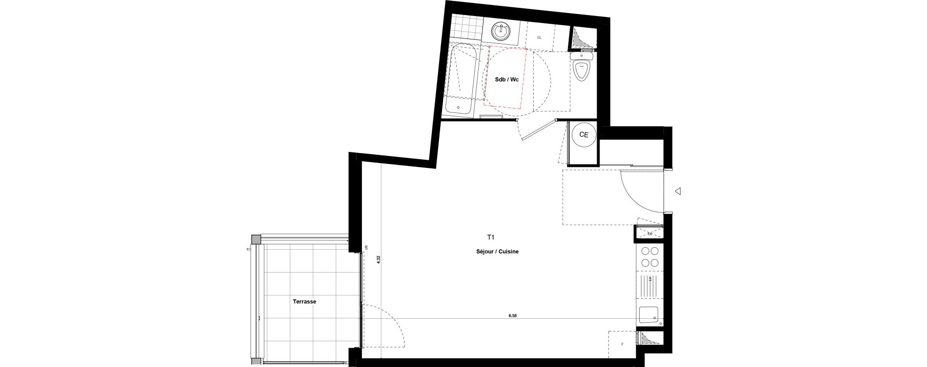 Appartement T1 de 37,95 m2 &agrave; Givors Centre
