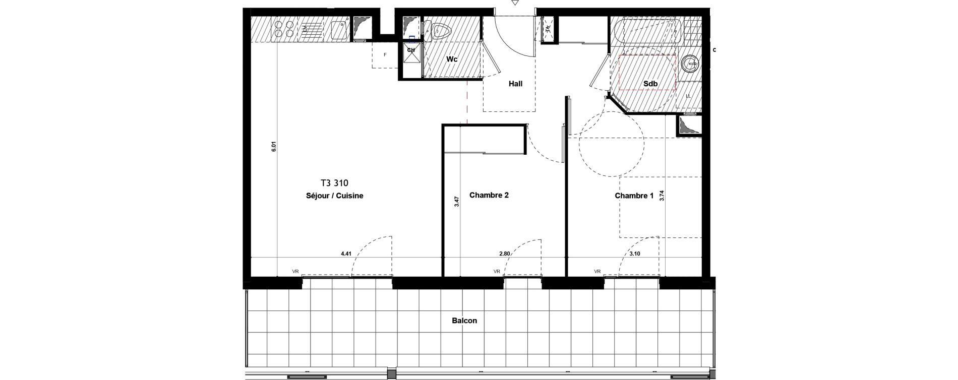 Appartement T3 de 59,82 m2 &agrave; Givors Centre